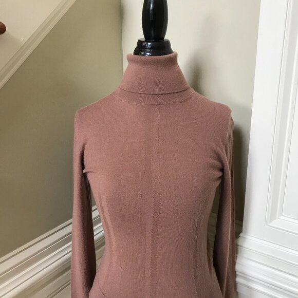 Joseph Cashmere Turtleneck Sweater Womens Small Pink Brown Long Sleeve Stretch - Picture 3 of 9